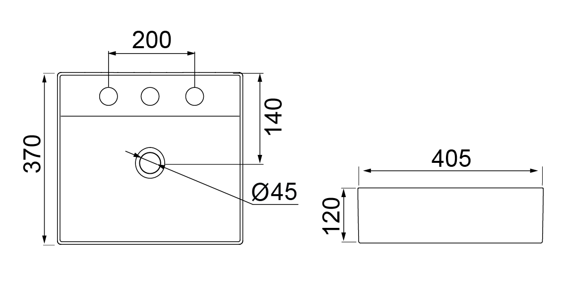 Desenho técnico — Combo Cuba SA-01 com Torneira