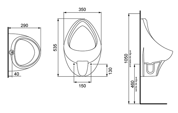 Desenho técnico — Mictório MC-01