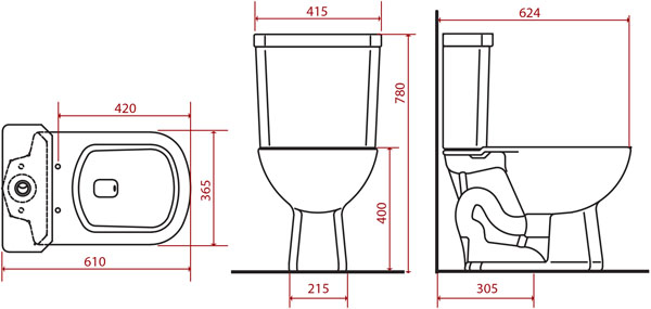 Desenho técnico — Bacia com Caixa Acoplada Square