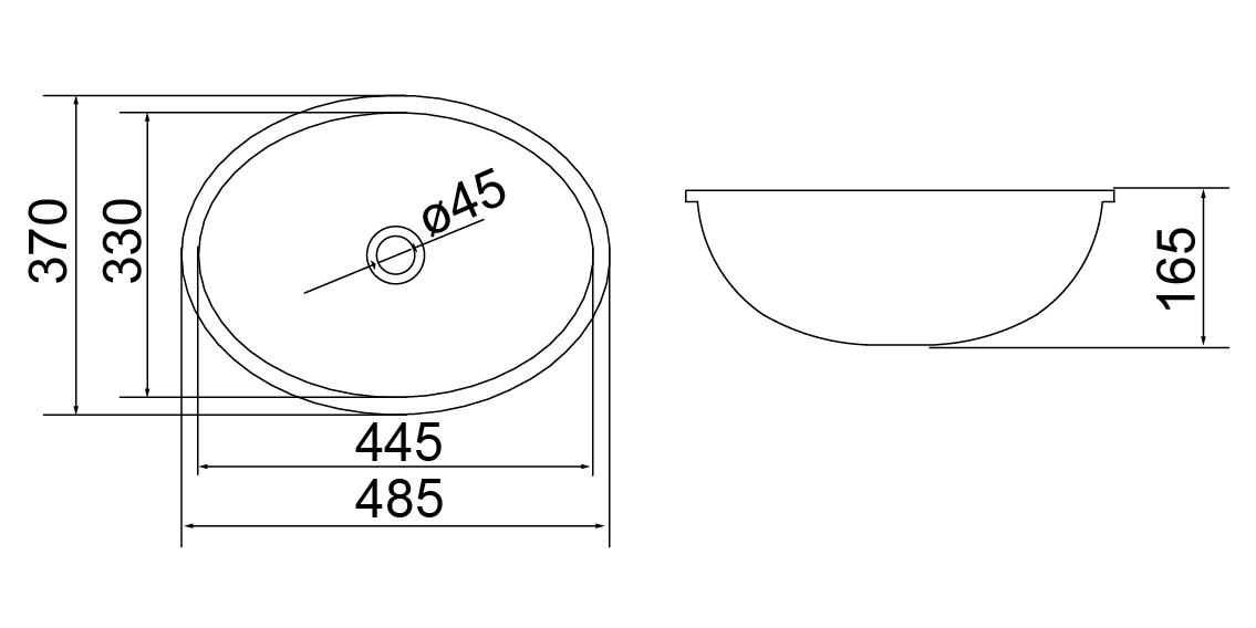 Desenho técnico — Cuba Oval CBO-09