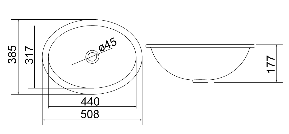 Desenho técnico — Cuba Oval CBOS-38