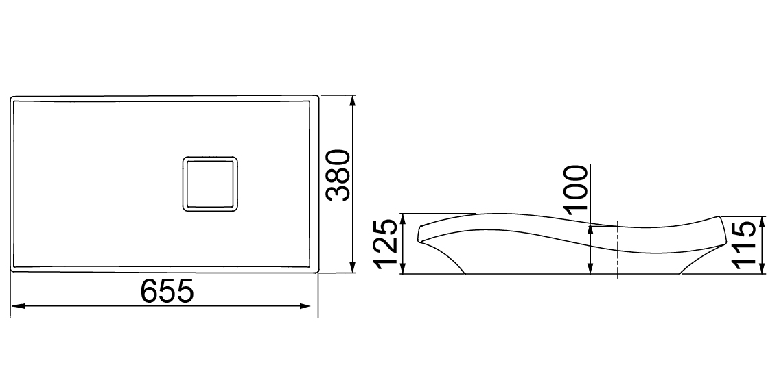 Desenho técnico — Cuba Retangular SA-98