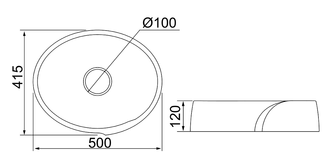 Desenho técnico — Cuba Oval OA-03