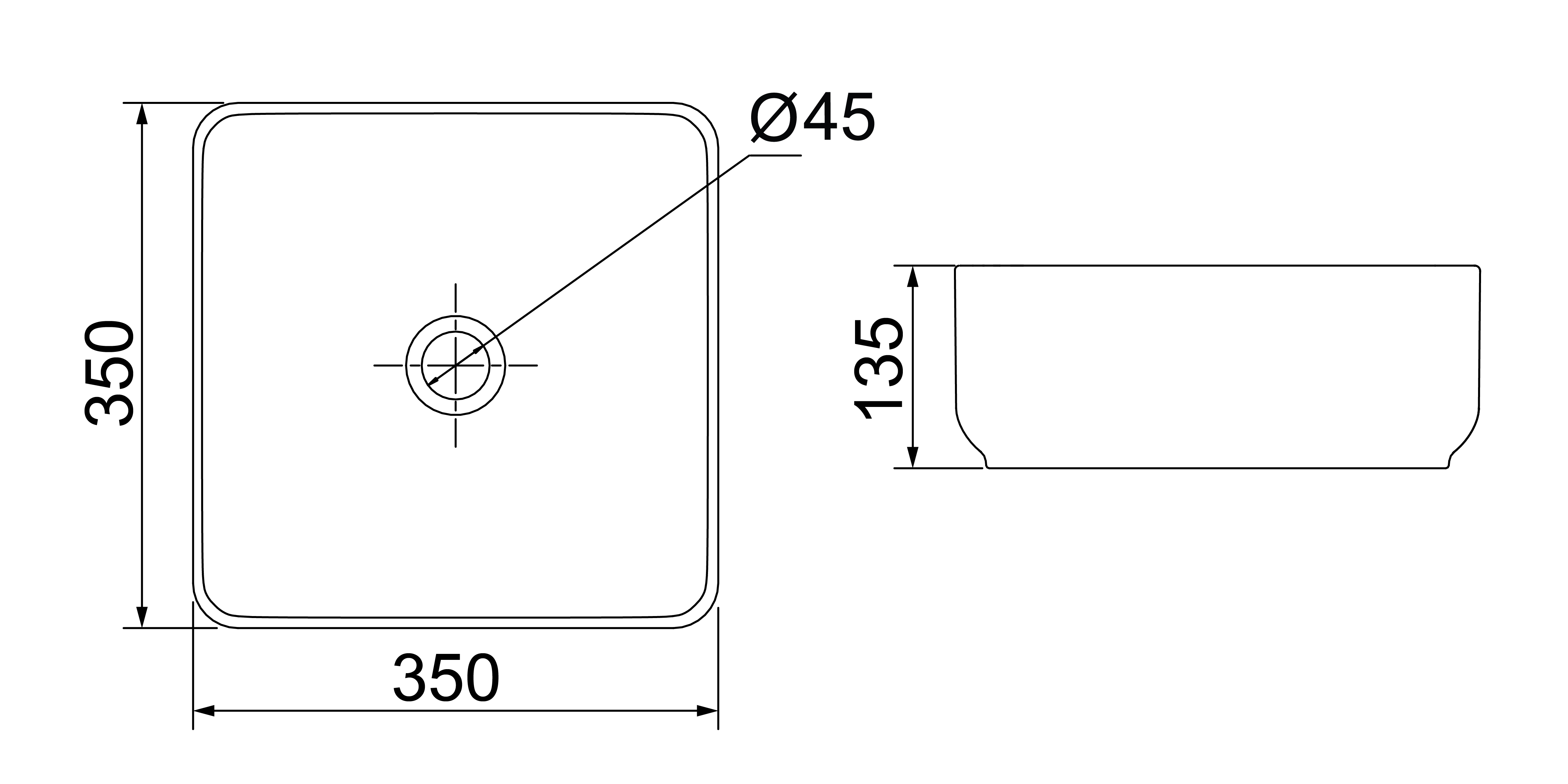 Desenho técnico — Cuba Quadrada SA-35