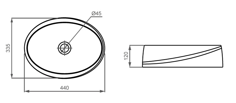 Desenho técnico — Cuba Oval OA-02